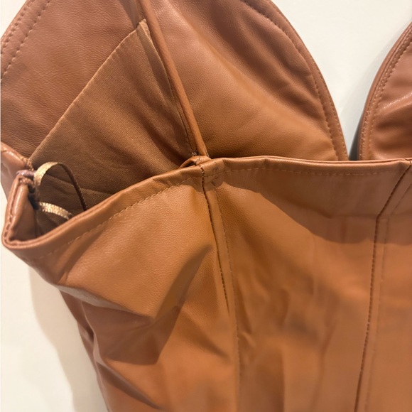 Zara Strapless Leather Brown Dress M 🤎 - Picture 10 of 10